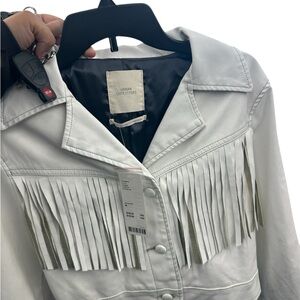 Urban Outfitters White Jean Jacket with Fringe